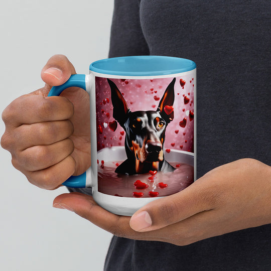 Doberman Pinscher Romantic- Mug with Color Inside v2