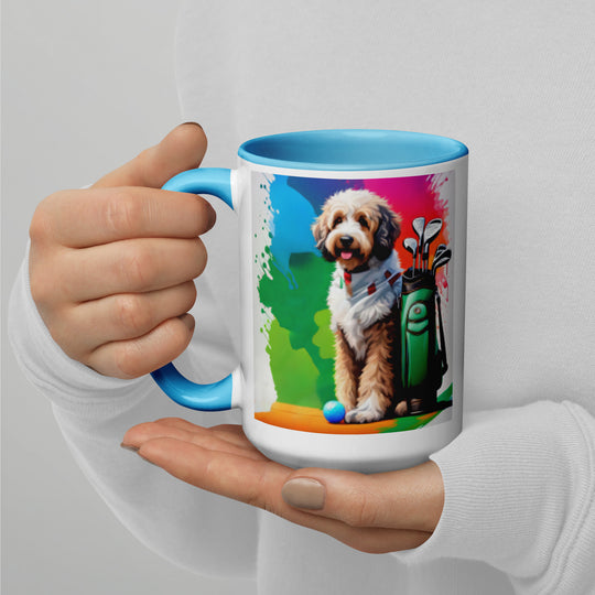 Bernedoodle Golfer- Mug with Color Inside v3