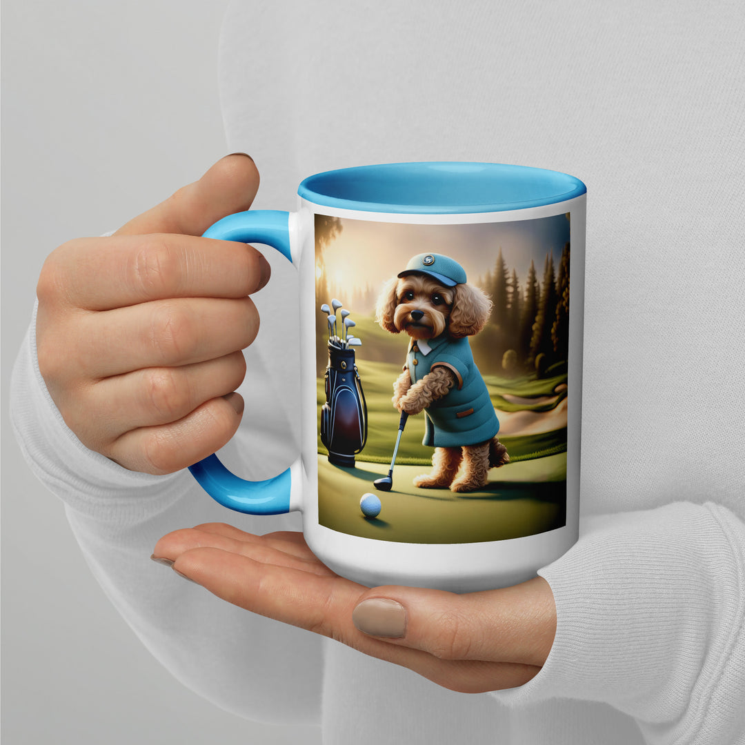 Cavapoo Golfer- Mug with Color Inside v5