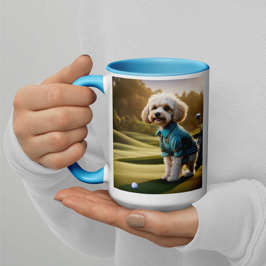 Cavapoo Golfer- Mug with Color Inside v4