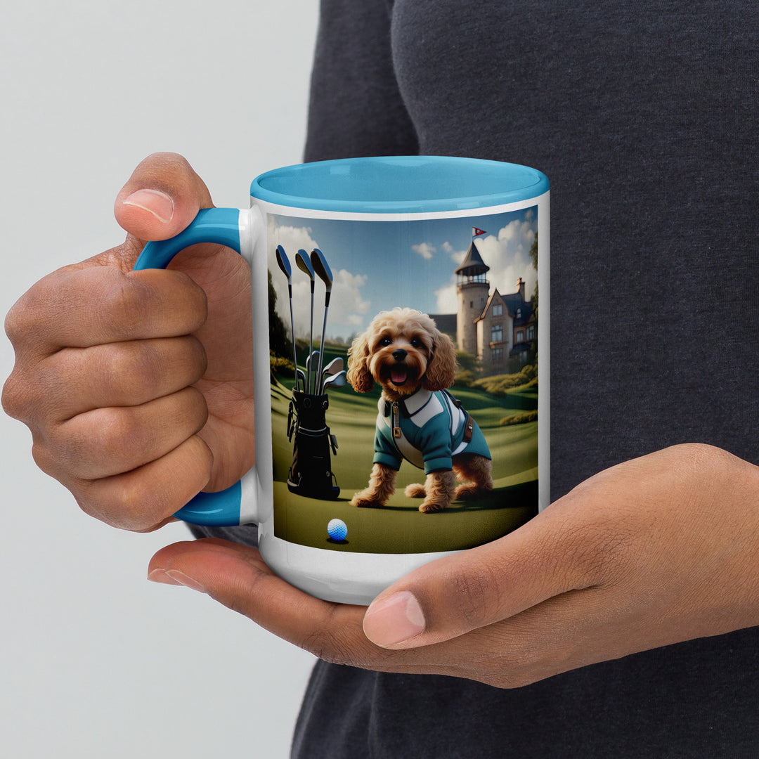 Cavapoo Golfer- Mug with Color Inside v6