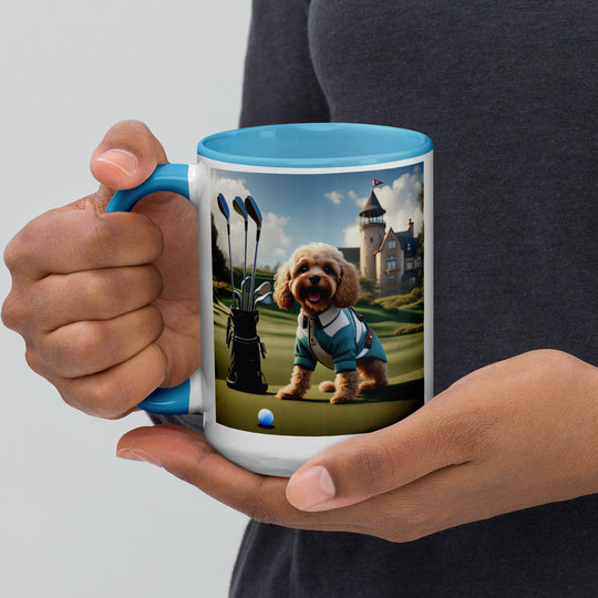 Cavapoo Golfer- Mug with Color Inside v6