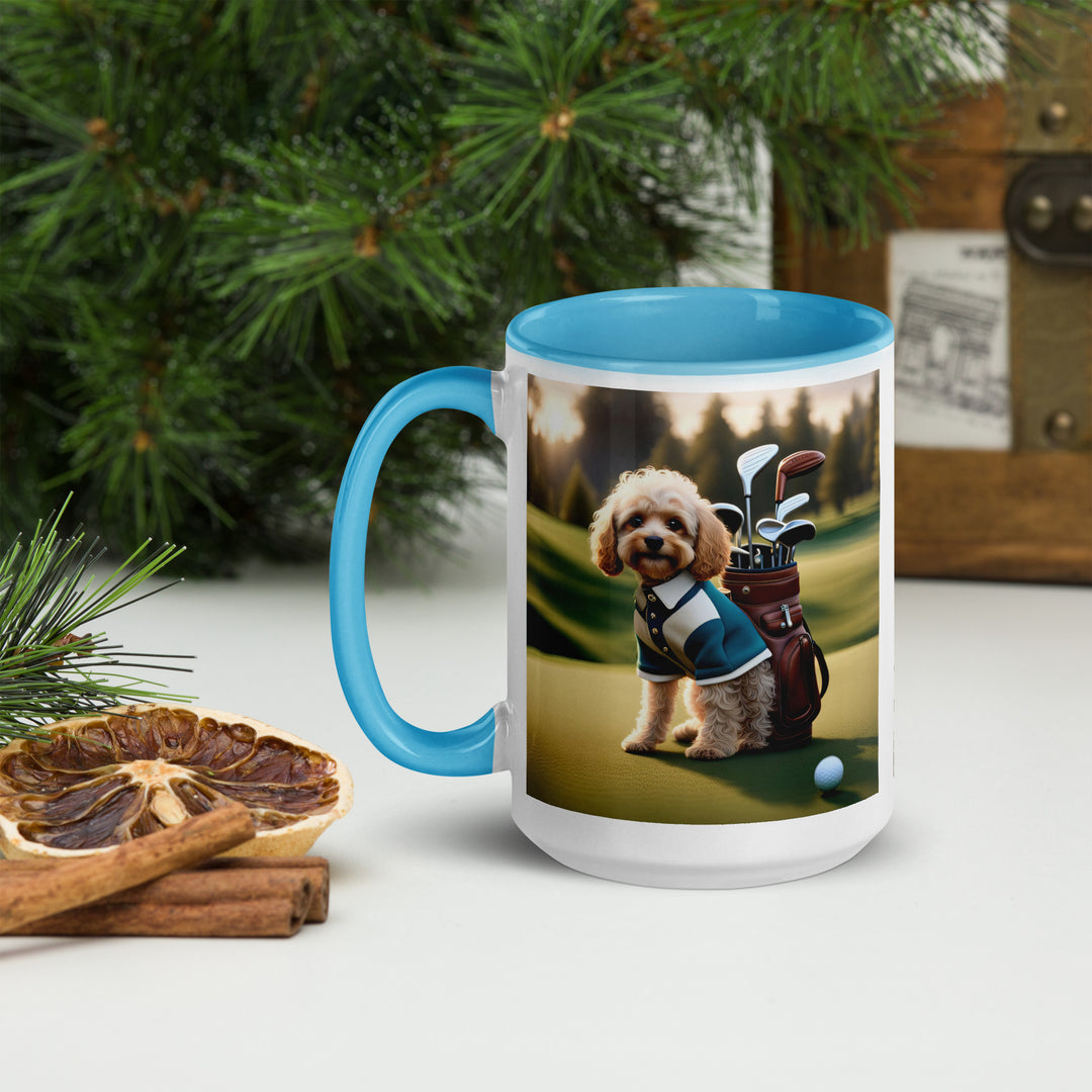 Cavapoo Golfer- Mug with Color Inside v8