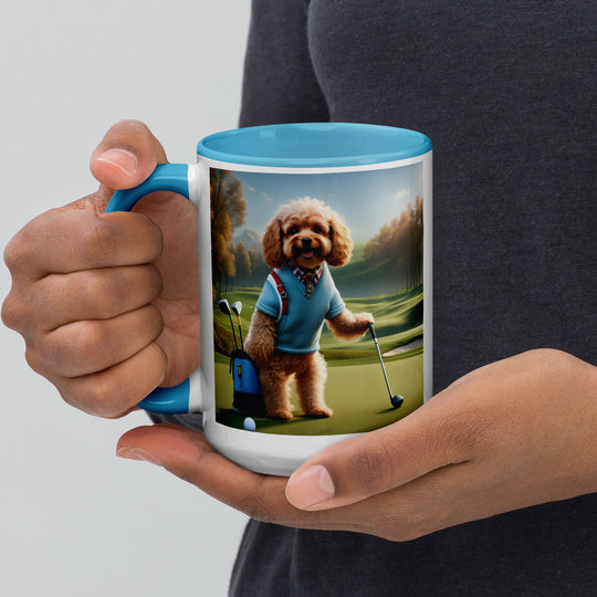 Cavapoo Golfer- Mug with Color Inside v7