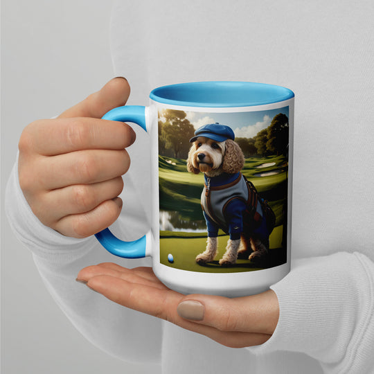 Cockapoo Golfer- Mug with Color Inside v9