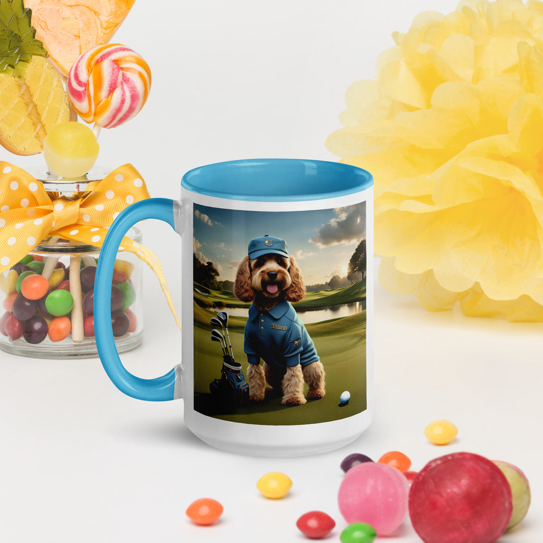 Cockapoo Golfer- Mug with Color Inside v6