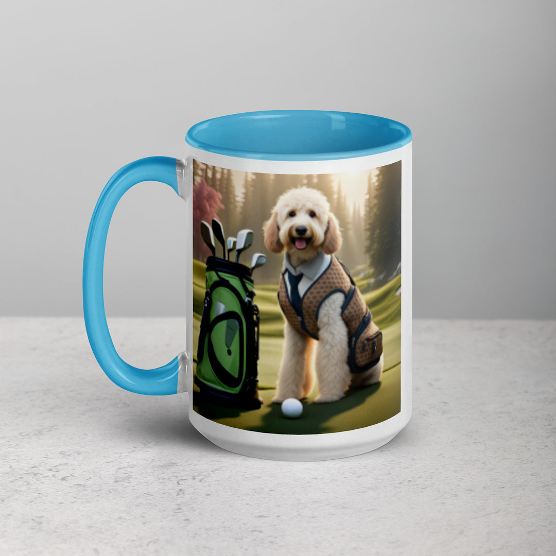 Goldendoodle Golfer- Mug with Color Inside v2