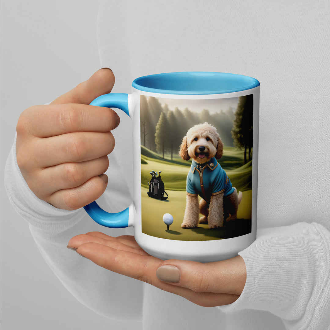 Goldendoodle Golfer- Mug with Color Inside v6