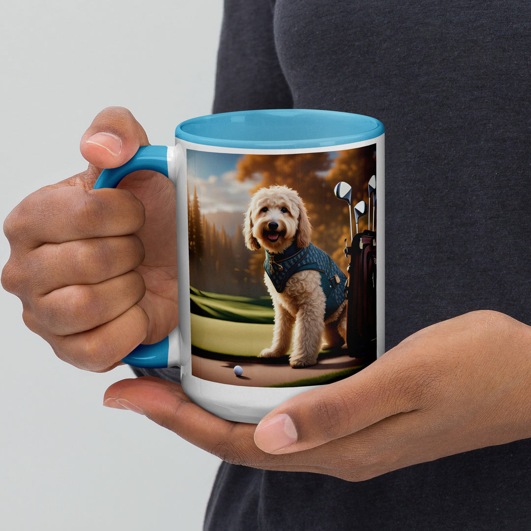 Goldendoodle Golfer- Mug with Color Inside v4