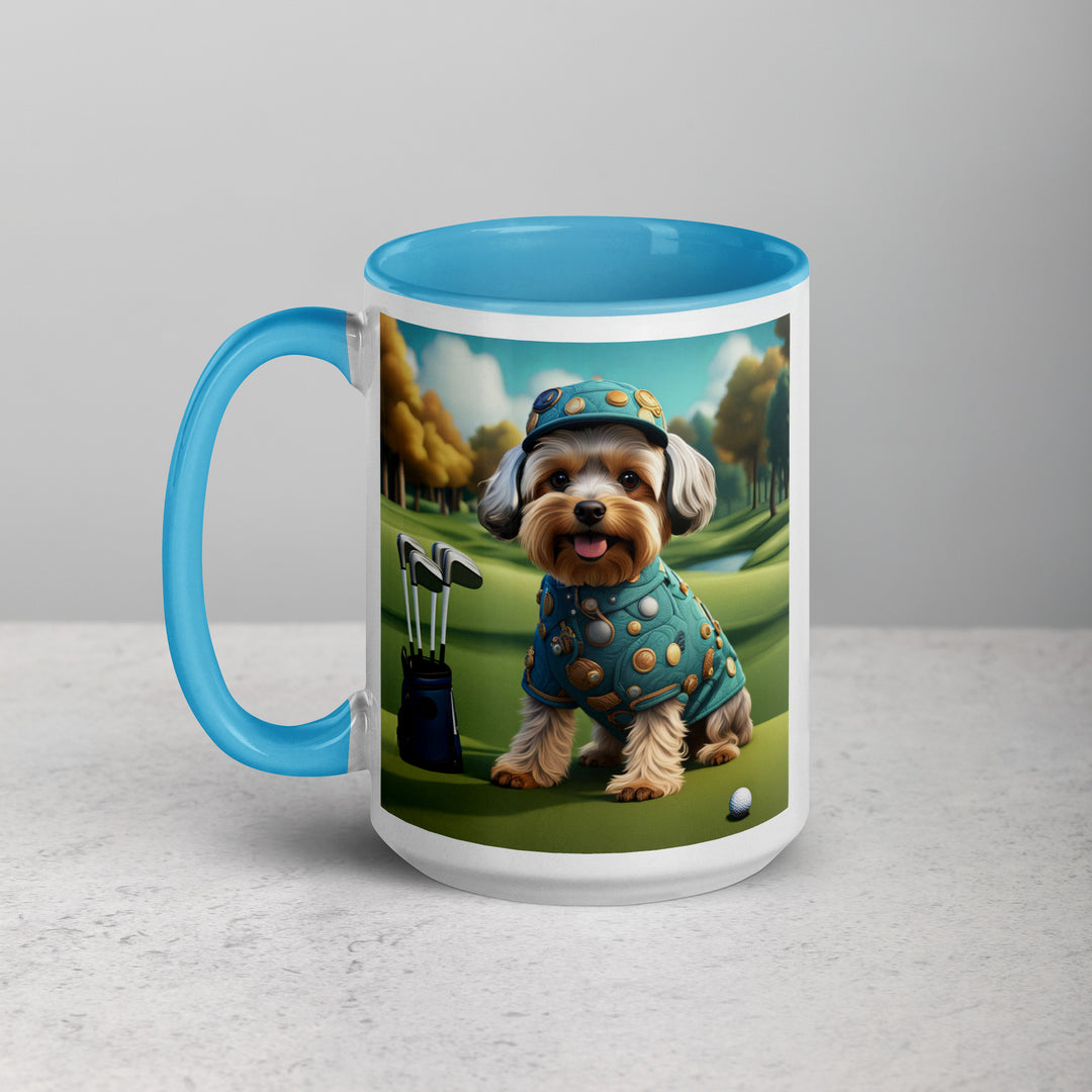 Yorkipoo Golfer- Mug with Color Inside v3