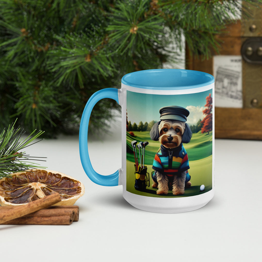 Yorkipoo Golfer- Mug with Color Inside v5