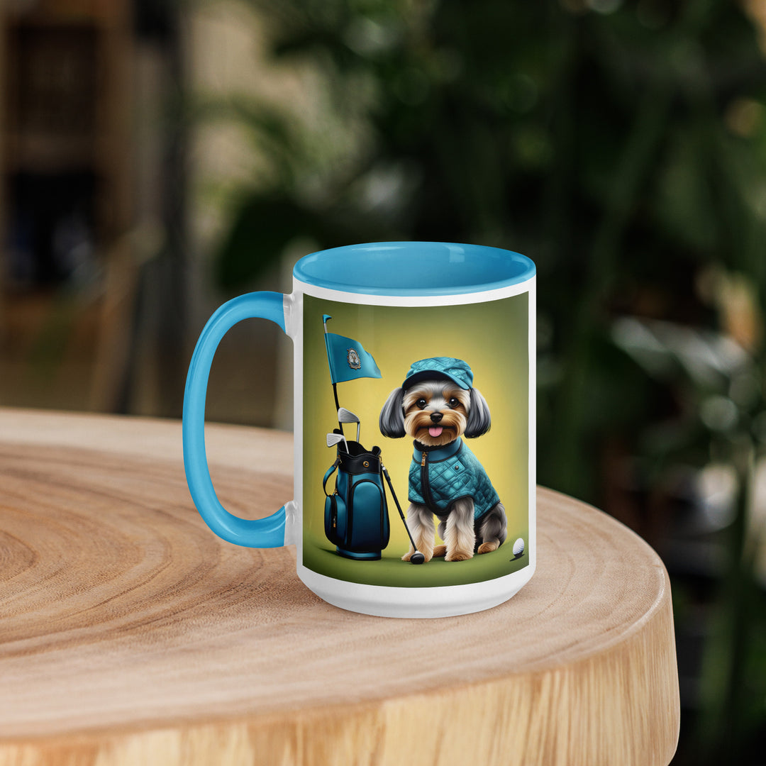 Yorkipoo Golfer- Mug with Color Inside v7