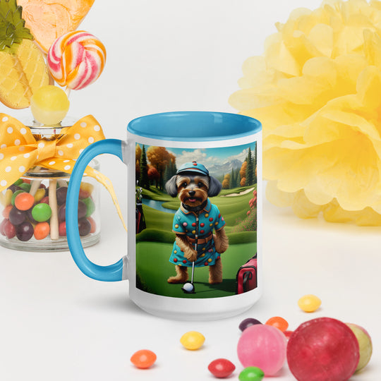 Yorkipoo Golfer- Mug with Color Inside v8