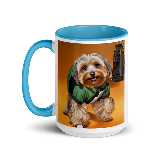 Yorkipoo Golfer- Mug with Color Inside v11