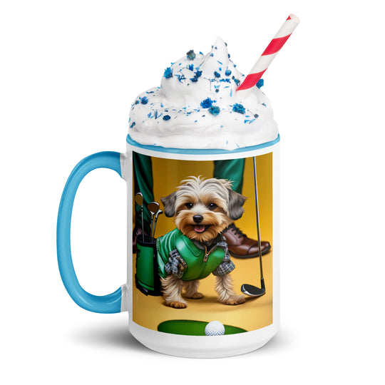 Yorkipoo Golfer- Mug with Color Inside v12