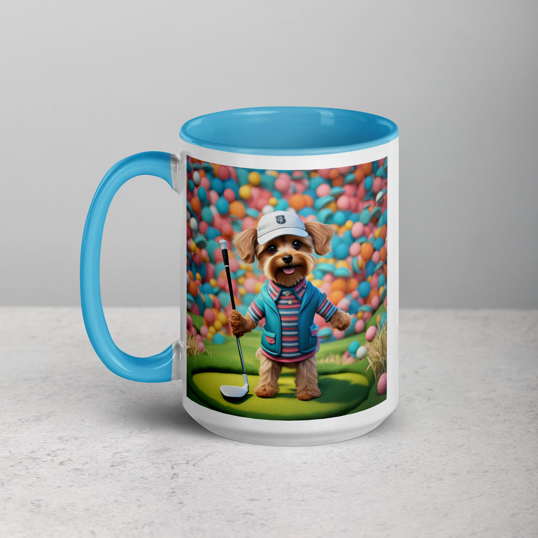 Yorkipoo Golfer- Mug with Color Inside v14