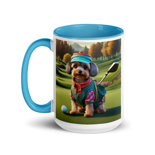 Yorkipoo Golfer- Mug with Color Inside v15