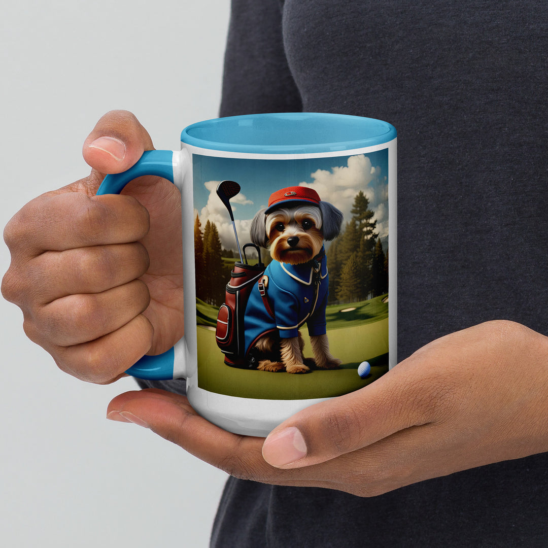 Yorkipoo Golfer- Mug with Color Inside v16