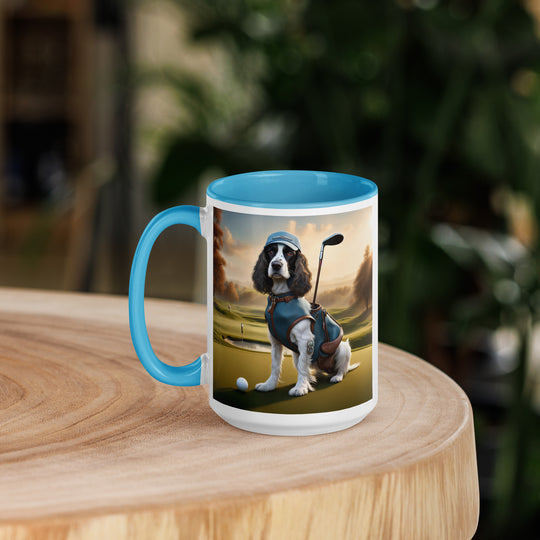 Sprocker Spaniel Golfer- Mug with Color Inside