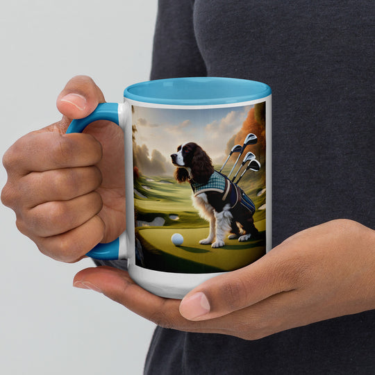 Sprocker Spaniel Golfer- Mug with Color Inside v2