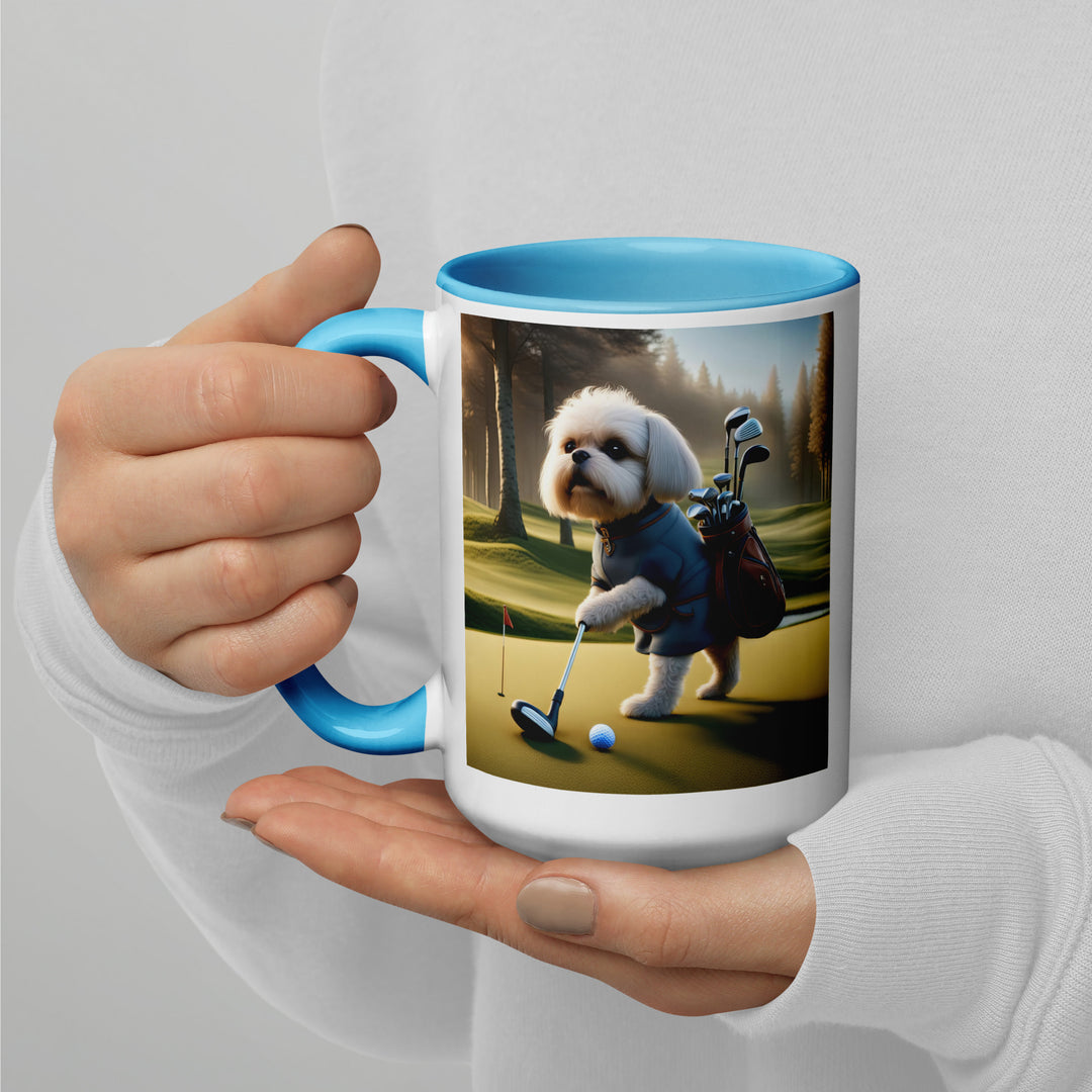 Pugapoo Golfer- Mug with Color Inside v3