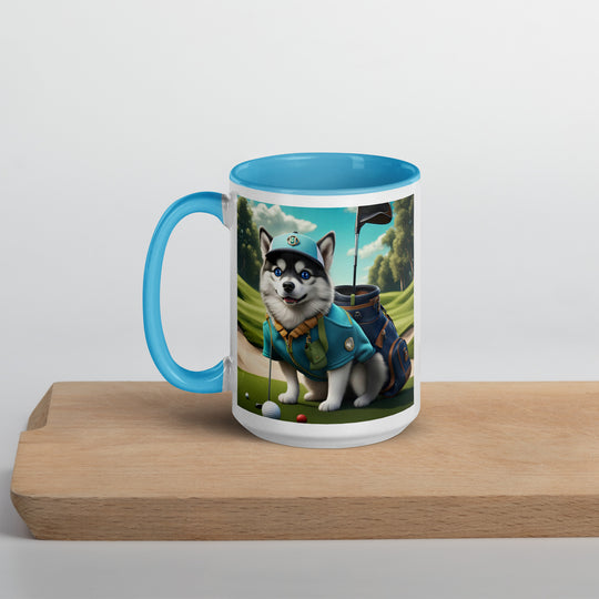 Pomsky Golfer- Mug with Color Inside