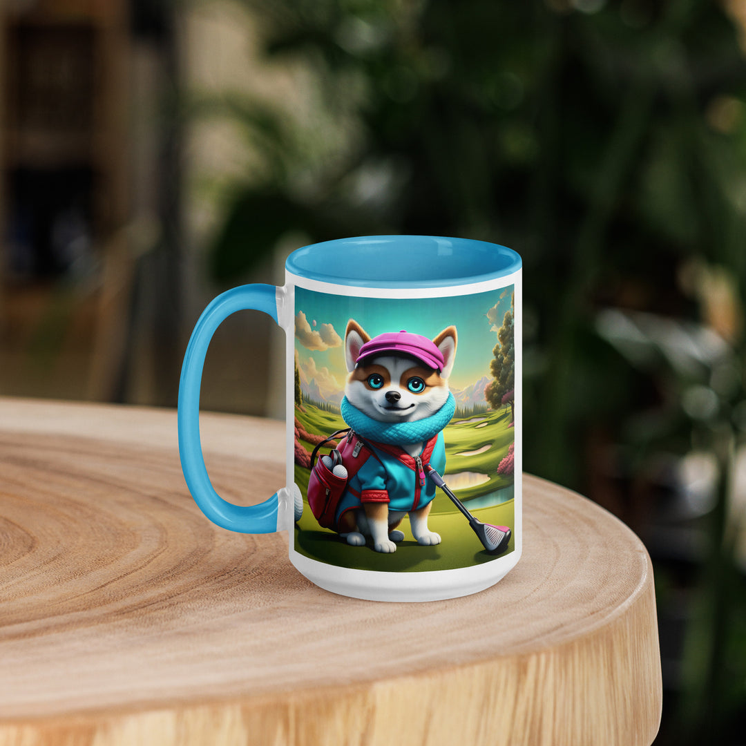 Pomsky Golfer- Mug with Color Inside v2