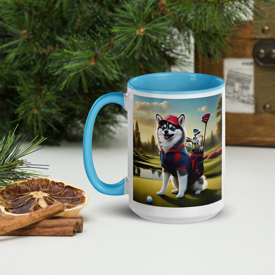 Pomsky Golfer- Mug with Color Inside v3