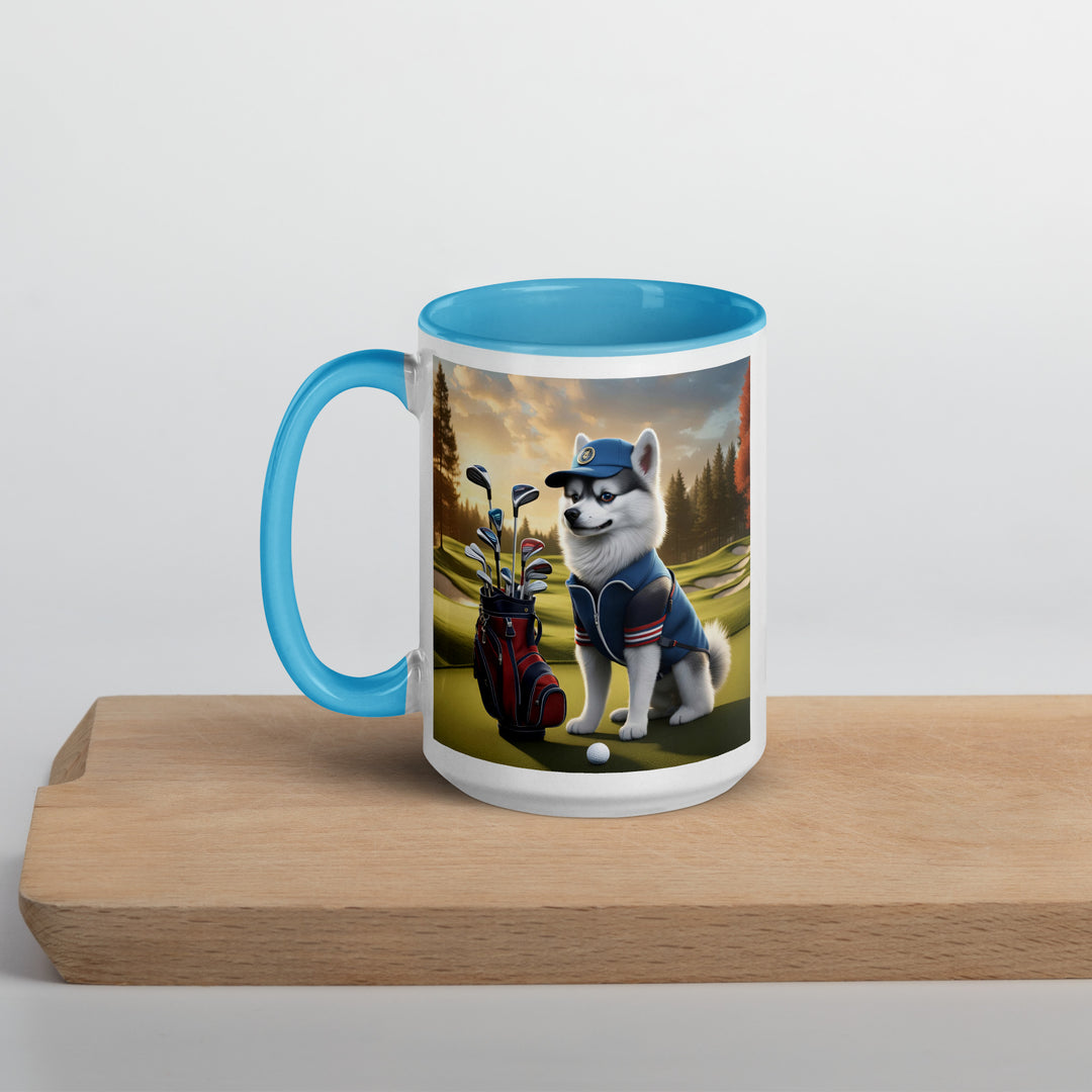 Pomsky Golfer- Mug with Color Inside v4