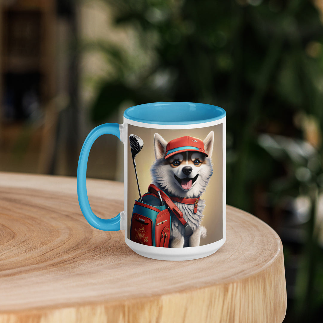 Pomsky Golfer- Mug with Color Inside v8