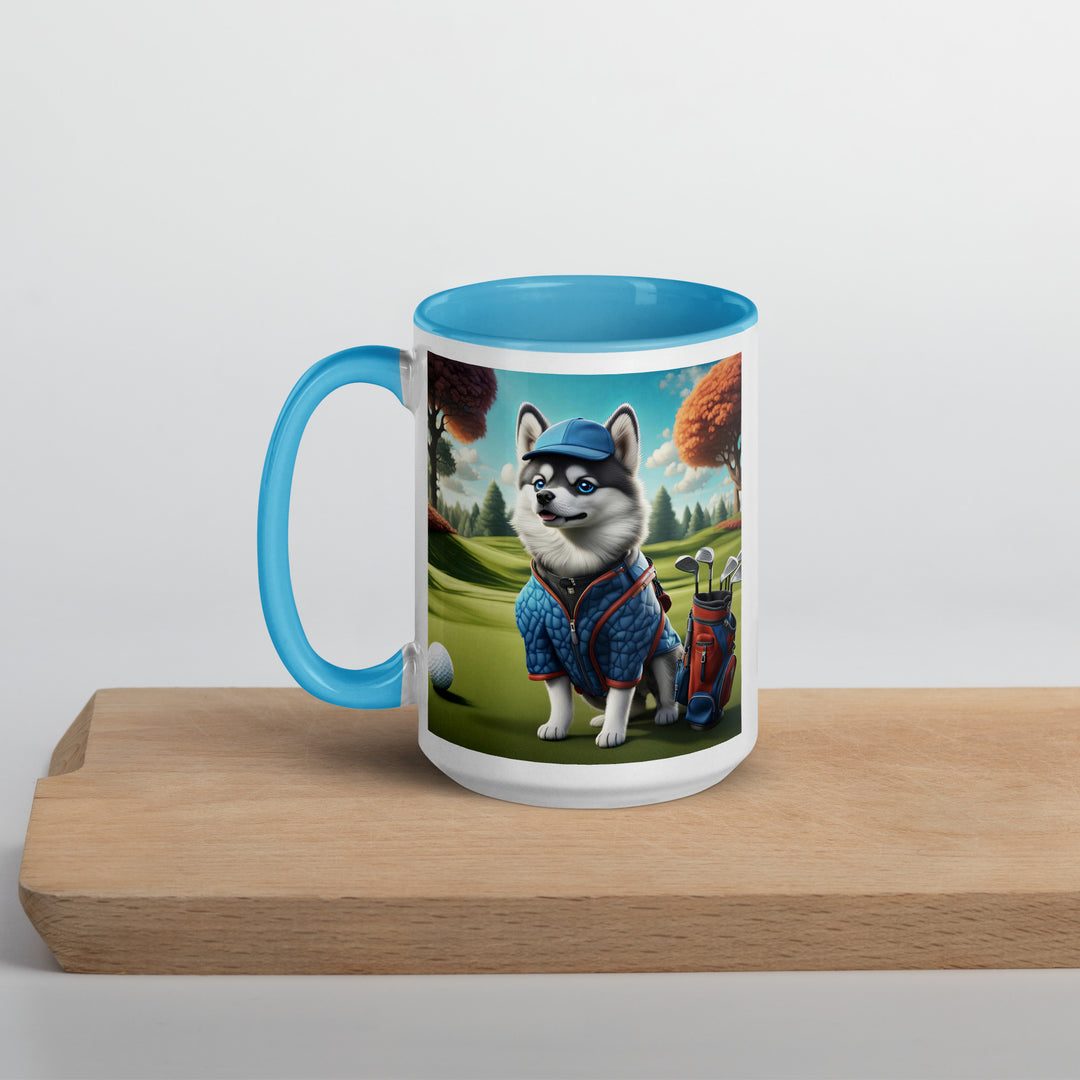 Pomsky Golfer- Mug with Color Inside v5