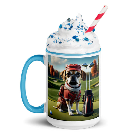 Puggle Golfer- Mug with Color Inside v6