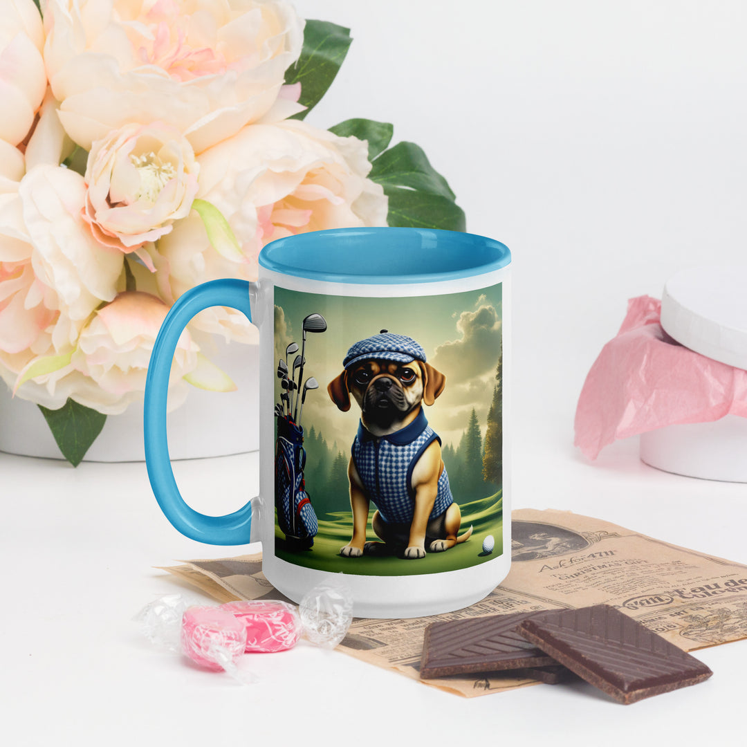 Puggle Golfer- Mug with Color Inside v7