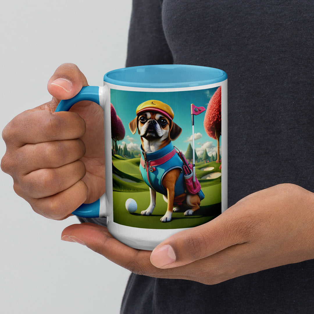 Puggle Golfer- Mug with Color Inside v8