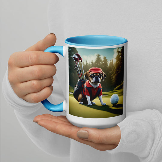 Puggle Golfer- Mug with Color Inside v9