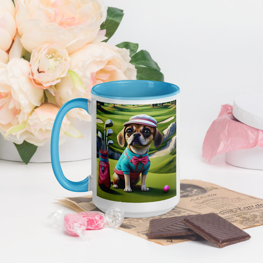 Puggle Golfer- Mug with Color Inside v10