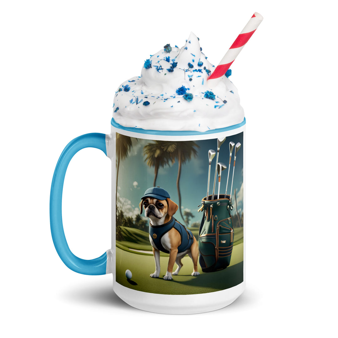 Puggle Golfer- Mug with Color Inside v13