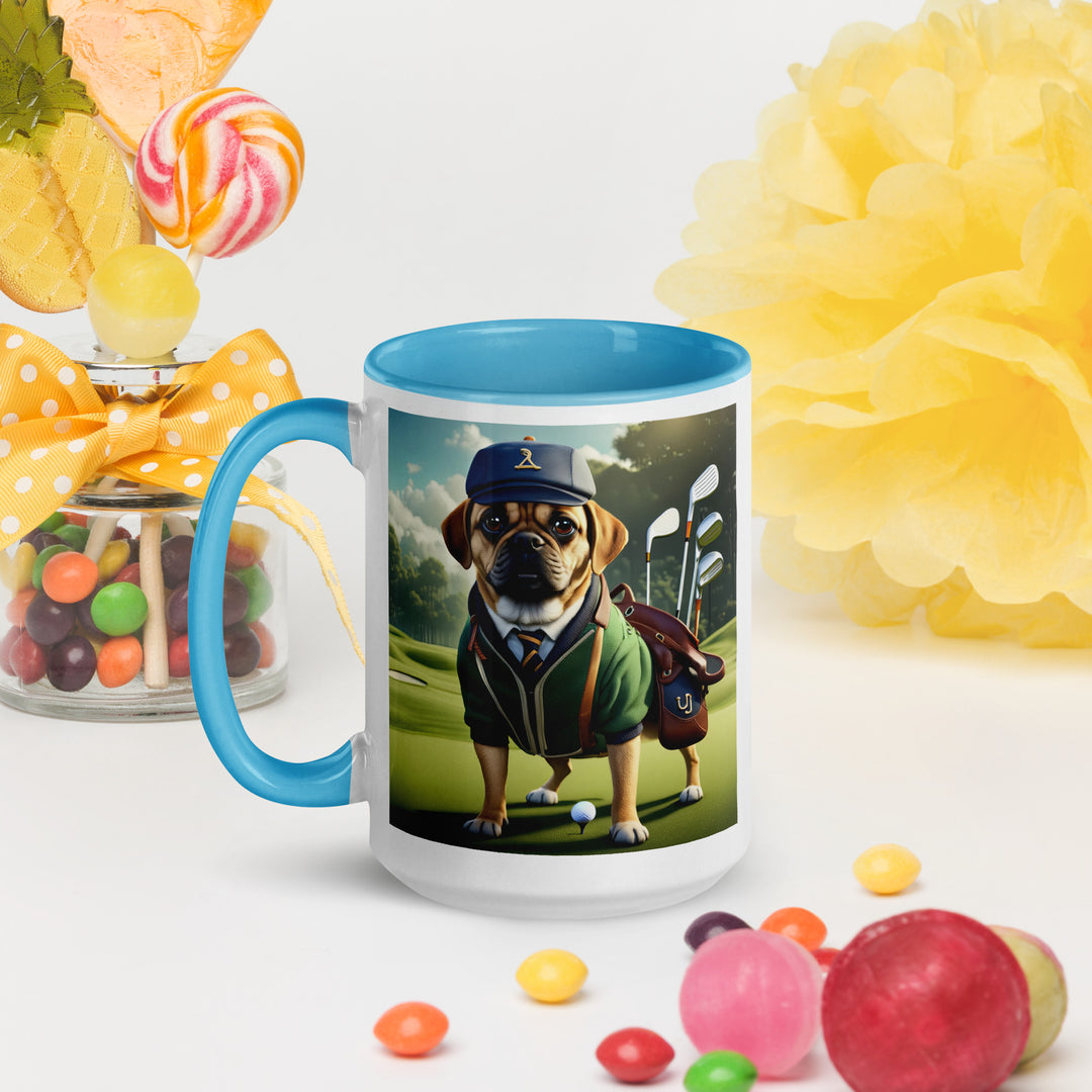 Puggle Golfer- Mug with Color Inside v16