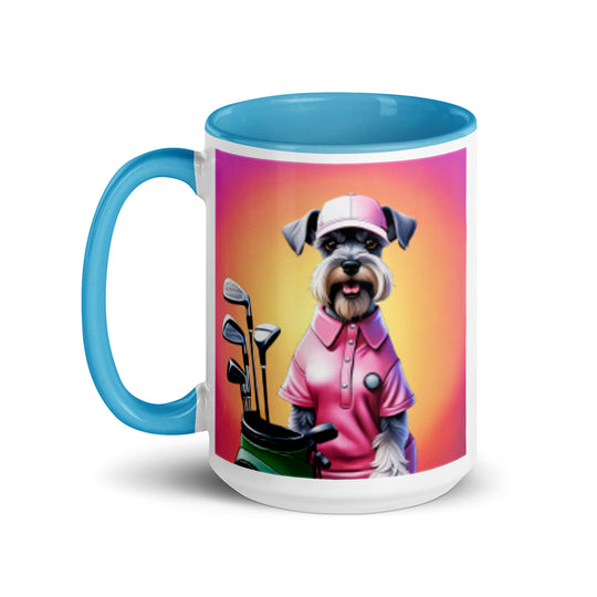 Miniature Schnauzer Golfer- Mug with Color Inside v4