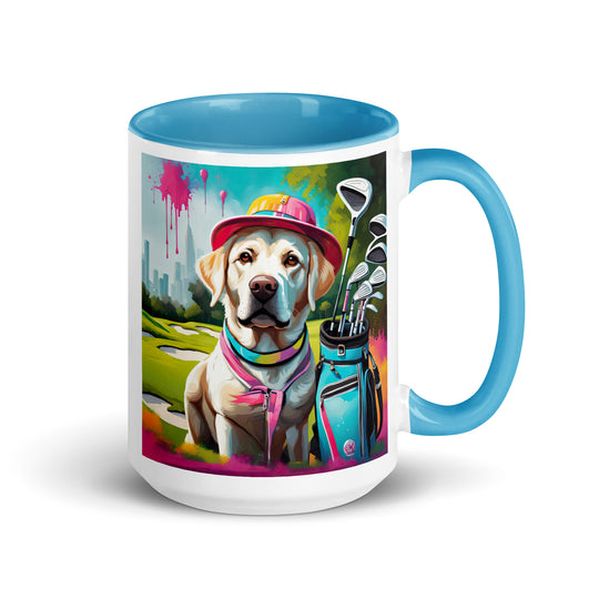 Mug with Color Inside-Labrador Retriever Golfer v9