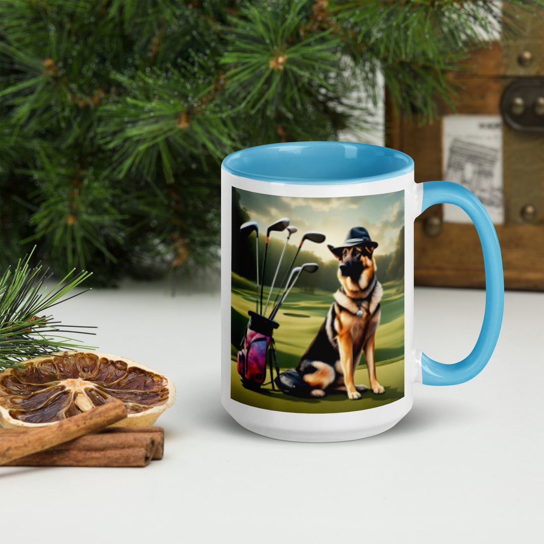 German Shepherd Golfer- Mug with Color Inside