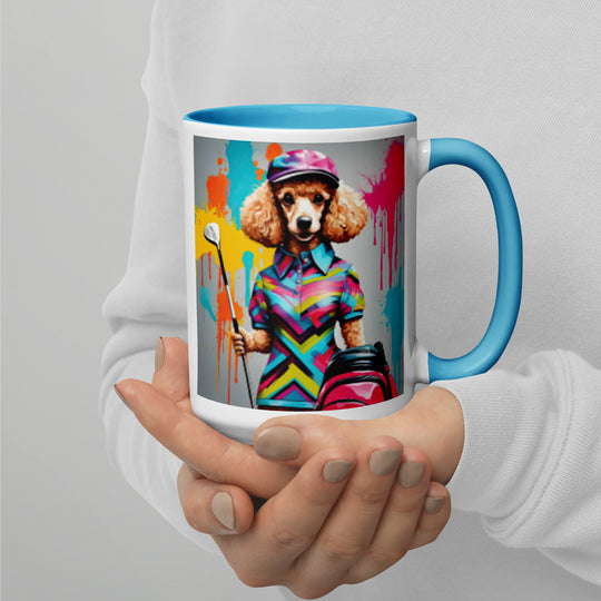 Poodle Golfer- Mug with Color Inside v4