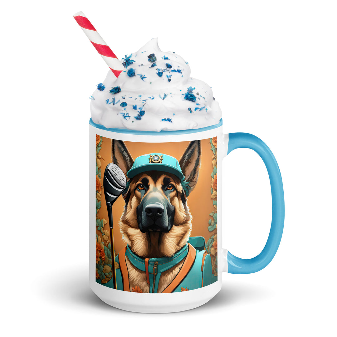 German Shepherd Golfer- Mug with Color Inside V2