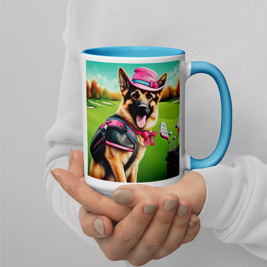 German Shepherd Golfer- Mug with Color Inside V3