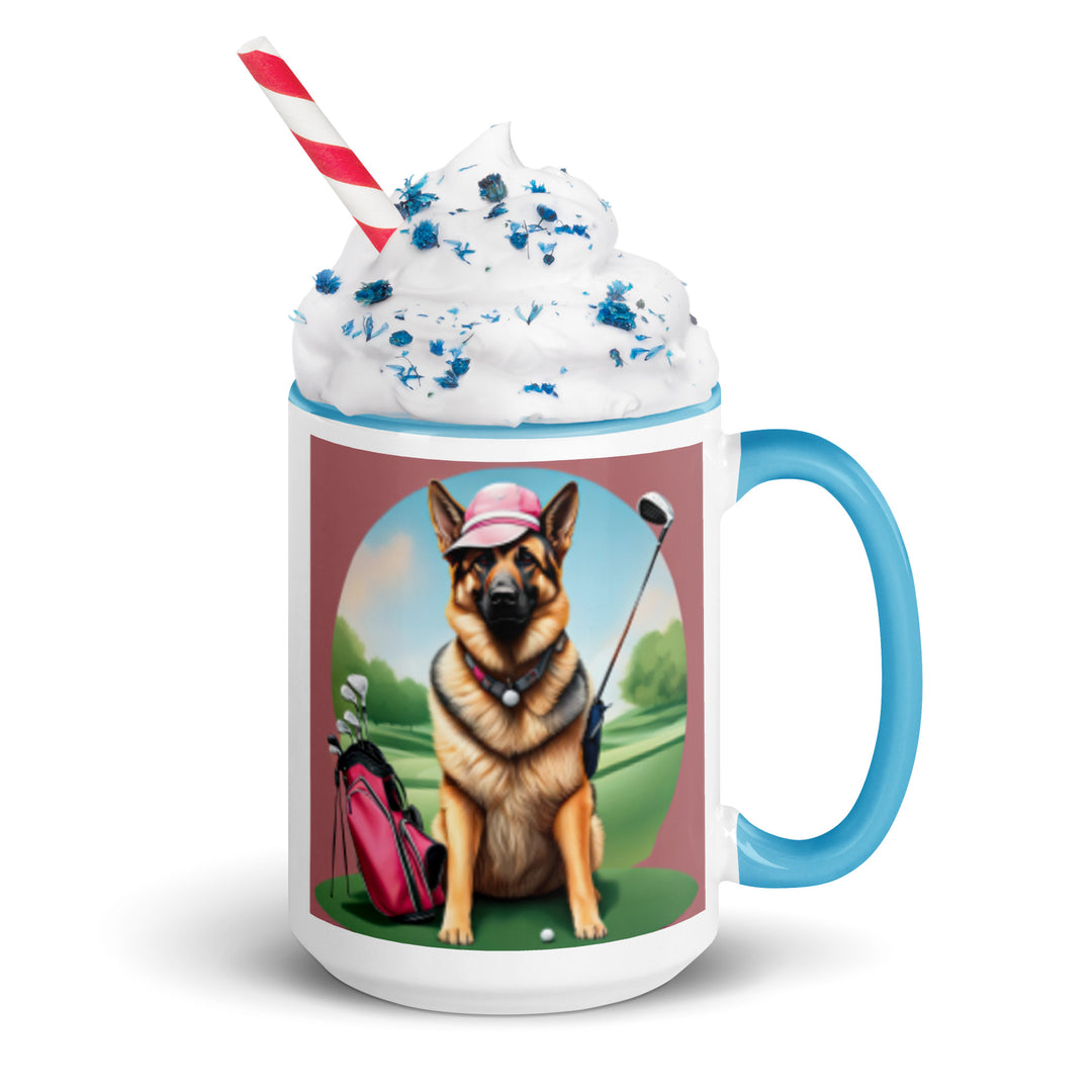 German Shepherd Golfer- Mug with Color Inside V4