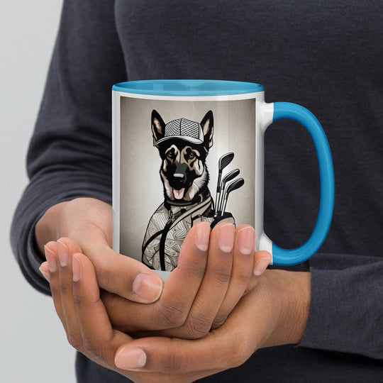 German Shepherd Golfer- Mug with Color Inside V5