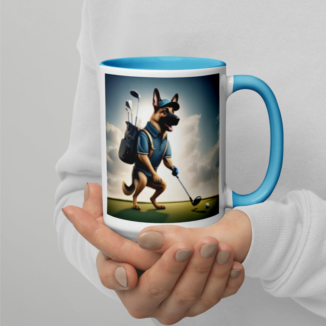 German Shepherd Golfer- Mug with Color Inside V6