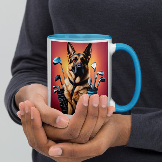 German Shepherd Golfer- Mug with Color Inside V7