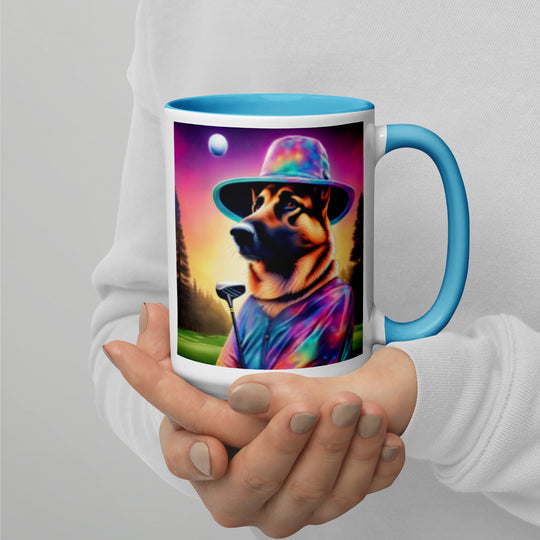 German Shepherd Golfer- Mug with Color Inside V13