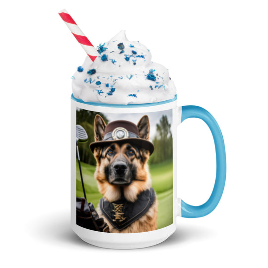 German Shepherd Golfer- Mug with Color Inside V16